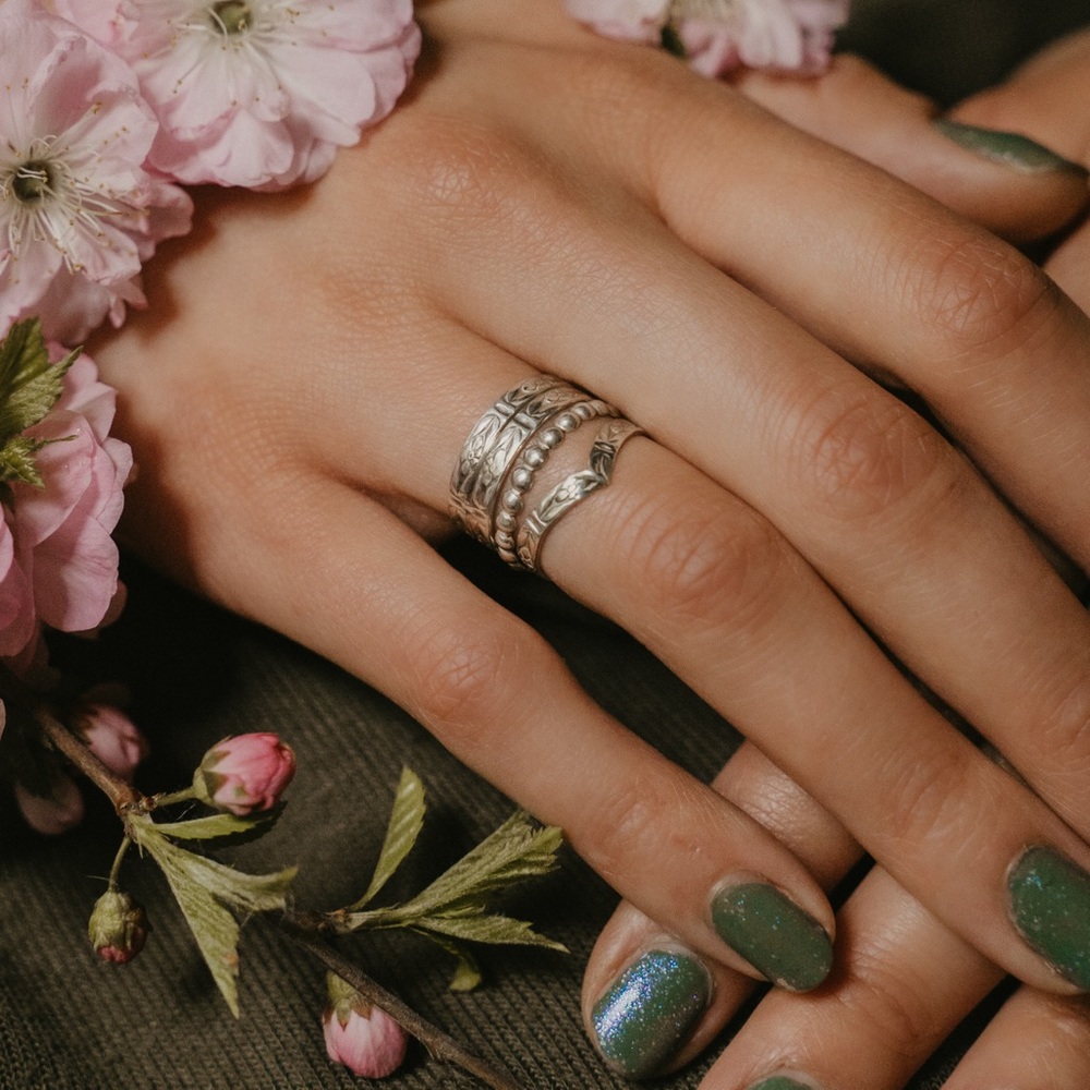 Sterling Silver Stacked Rings Size 10